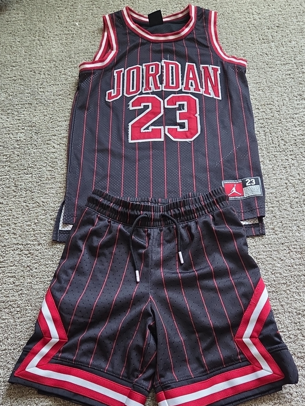 Jordan Black & Red Basketball Shorts Set with '23' Jersey
